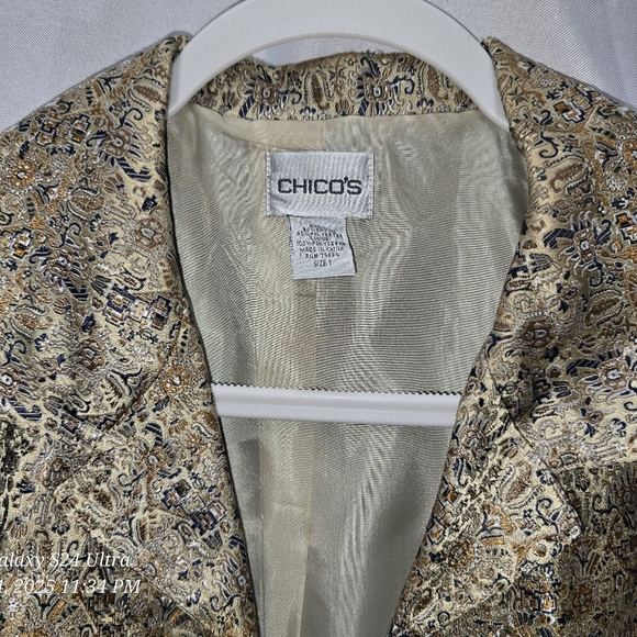 Chico's Gold and Black Women's Jacket(Size 1) - Picture 3 of 9